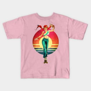 Rollergirl loves music Kids T-Shirt